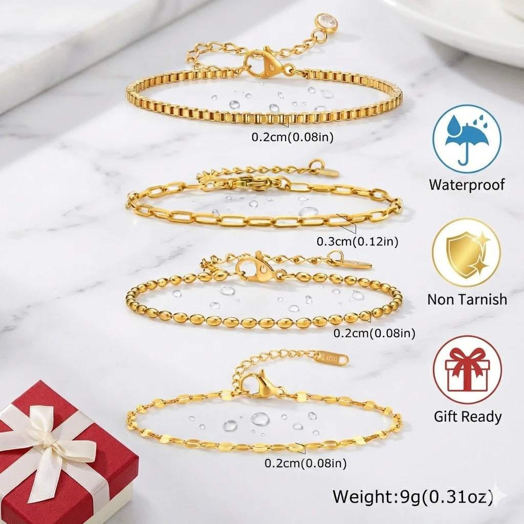 Aurea Herringbone Stack Bracelet