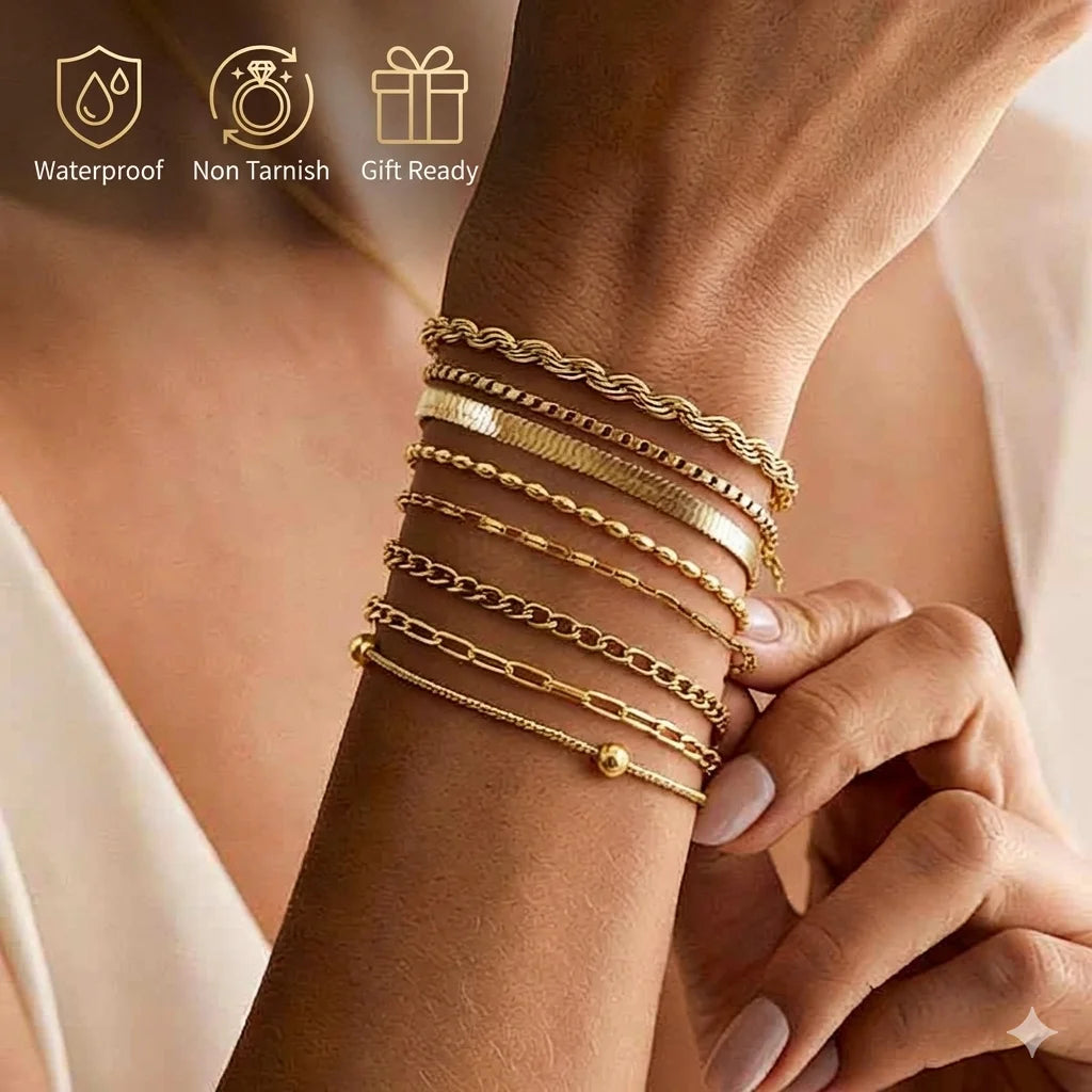 Aurea Herringbone Stack Bracelet