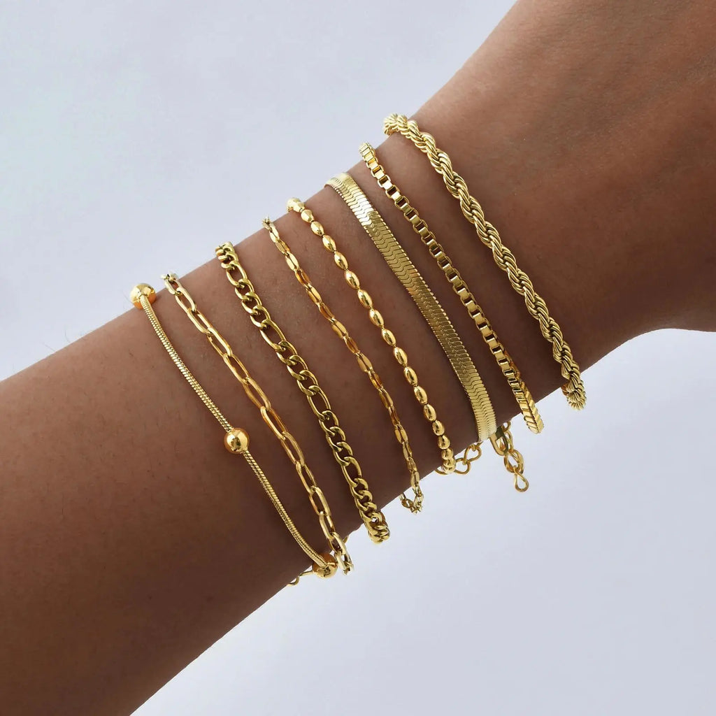 Aurea Herringbone Stack Bracelet