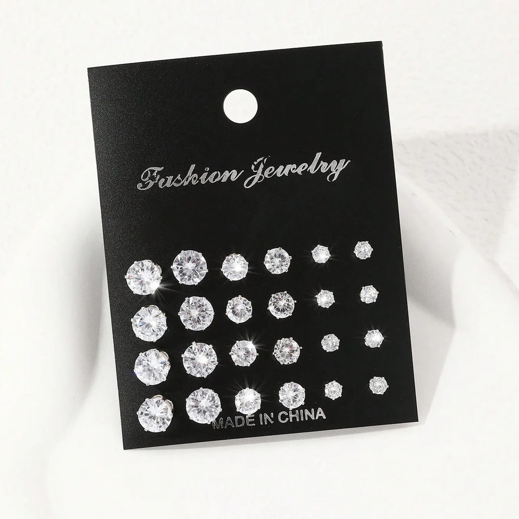 CrystalCharm 12-Pair Stud Set