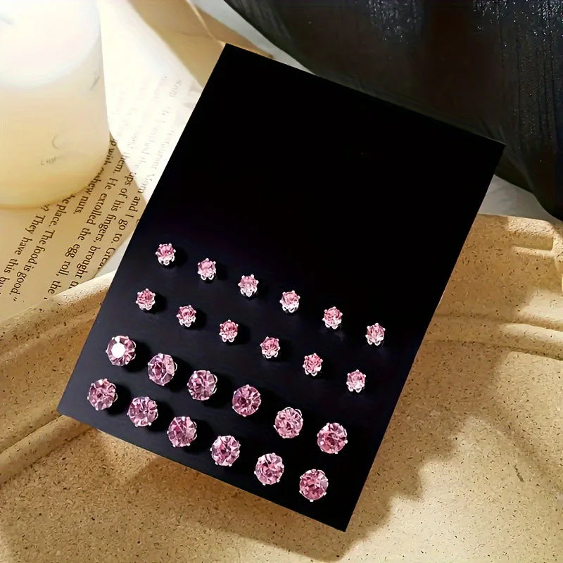CrystalCharm 12-Pair Stud Set