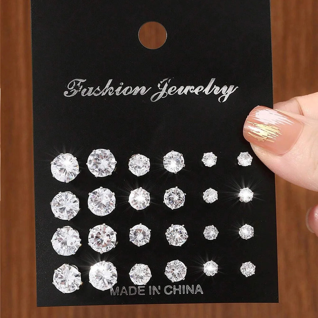 CrystalCharm 12-Pair Stud Set