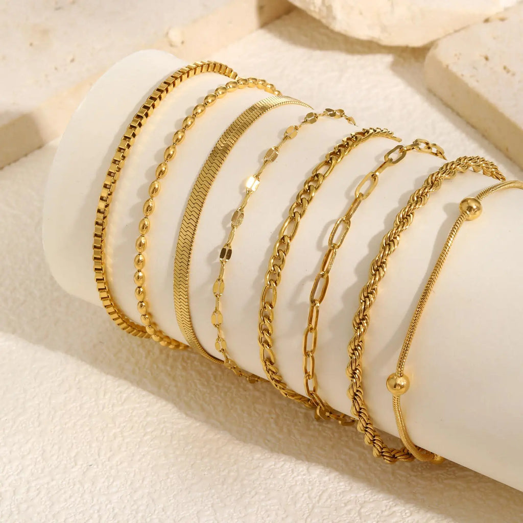 Aurea Herringbone Stack Bracelet