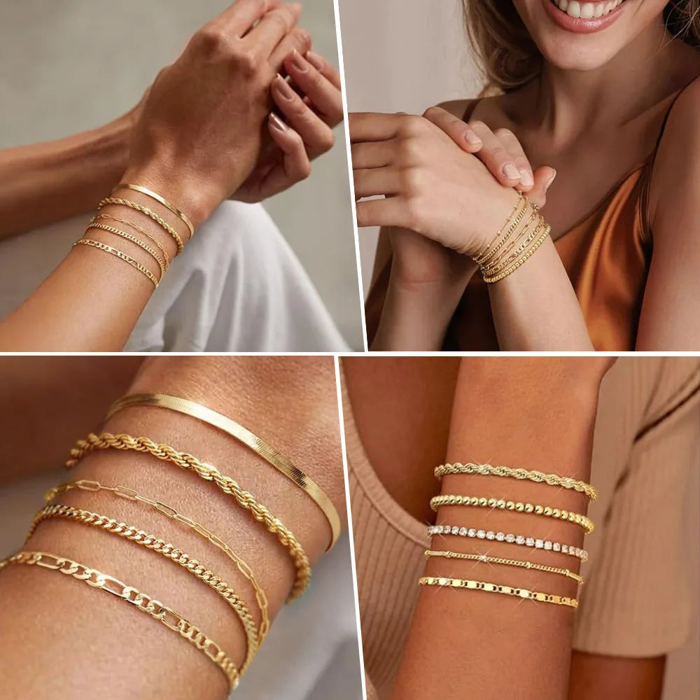 Aurea Herringbone Stack Bracelet