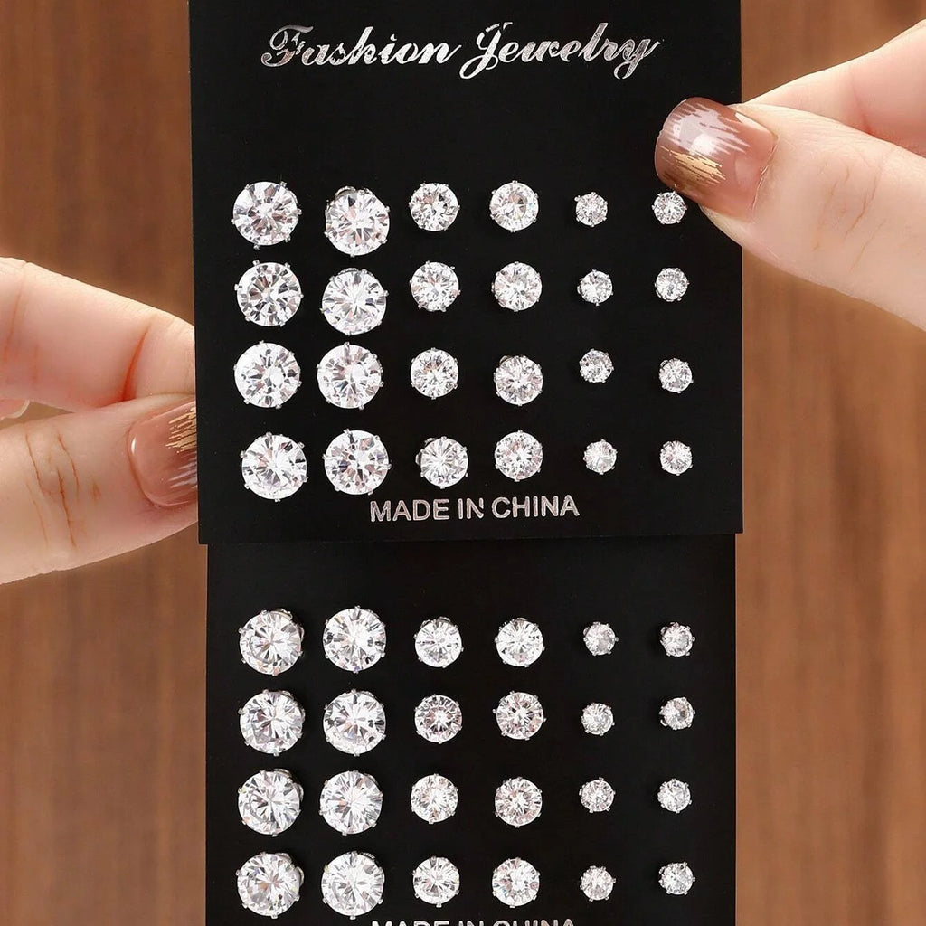 CrystalCharm 12-Pair Stud Set